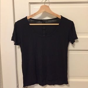 Black T-shirt with Silk Strip on Back